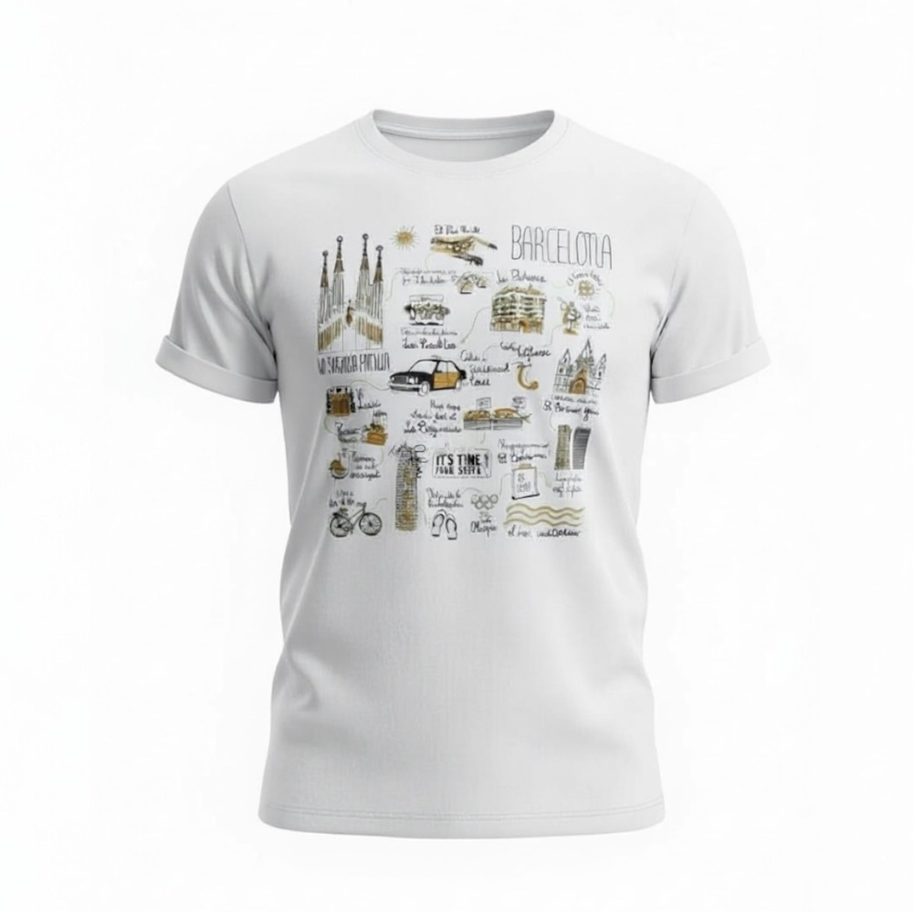 Barcelona Graphic T-Shirt – White – Size M